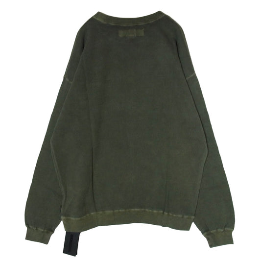 NEIGHBORHOOD ネイバーフッド 25SS 251FPNH-CSM15 PIGMENT DYED WAFFLE FABRIC CREWNECK LS ロゴ刺繍 ピグメントダイ ユーズド加工 長袖 サーマル カットソー OLIVE DARB XL【新古品】【未使用】【中古】