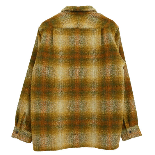 BILL WALL LEATHER ビルウォールレザー PENDLETON ペンドルトン BEAMSエクスクルーシブ シルバーボタン ループヤーン オープンカラー 長袖シャツ ブラウン系 XL【新古品】【未使用】【中古】