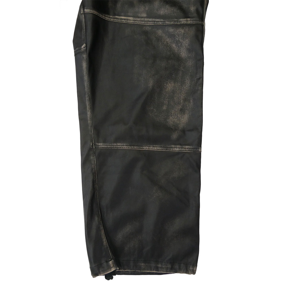Maison MIHARA YASUHIRO メゾンミハラヤスヒロ 23AW A11PT011 Synthetic Leather Pants ヴィンテージ加工 シンセティックレザー ワイド トラック パンツ ブラック系 46【中古】