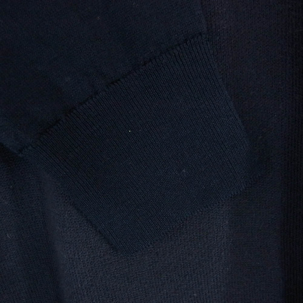 JOHN SMEDLEY ジョンスメドレー 英国製 メリノウール×コットン Vネック ニット セーター ネイビー ネイビー系 L【中古】