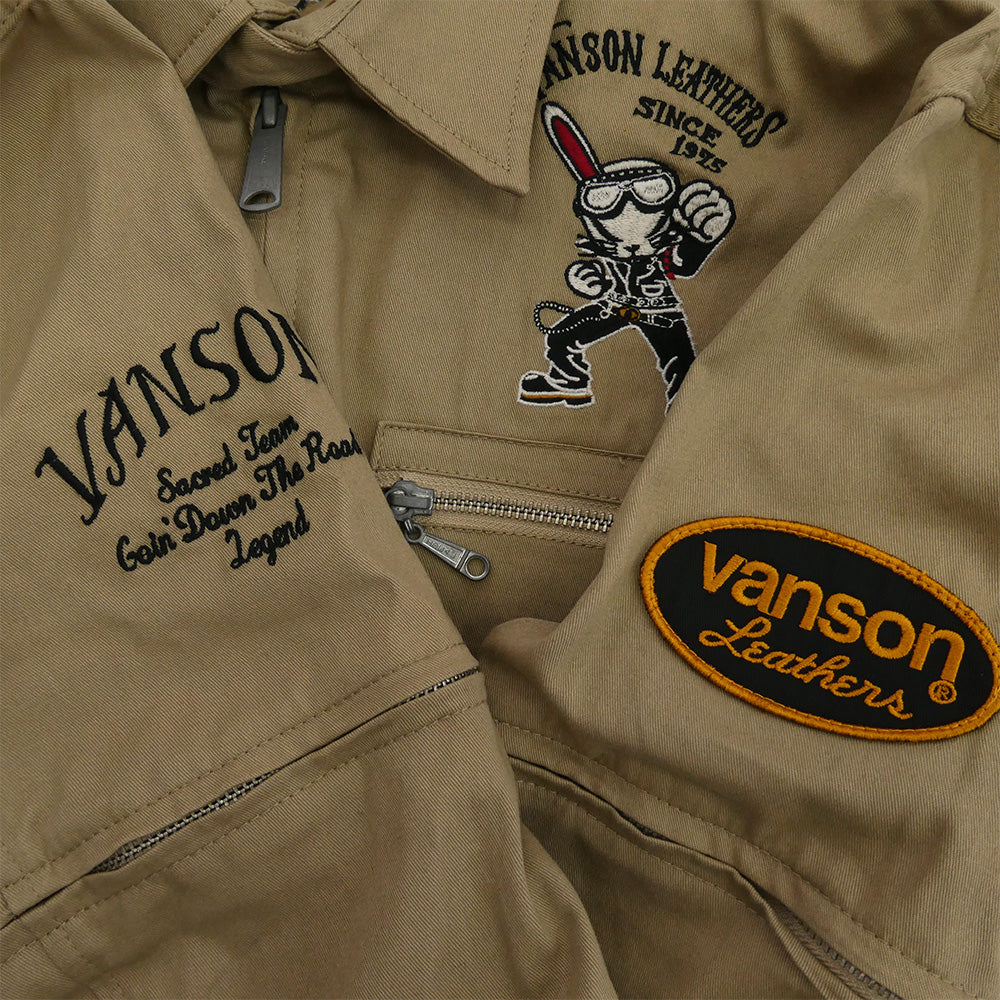 VANSON バンソン T.F.O.A デスラビット ブルゾン 2WAY ジャケット ベージュ系 ベージュ系 XL【中古】