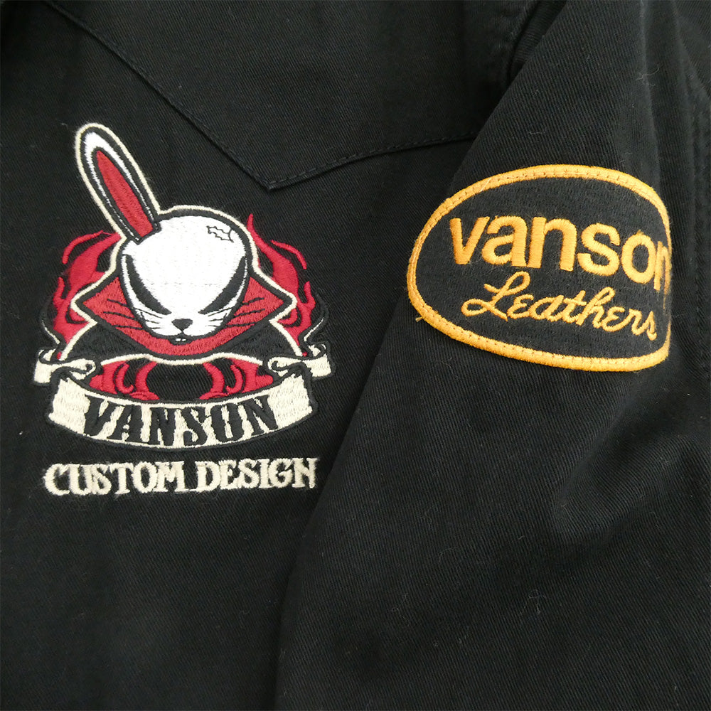 VANSON バンソン T.F.O.A デスラビット ブルゾン フルジップ ジャケット 黒系 ブラック系 XL【中古】