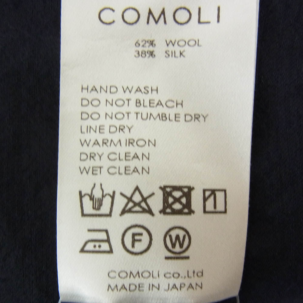 COMOLI コモリ 22SS V01-02023 ウール シルク 半袖 スキッパーシャツ ネイビー系 3【中古】