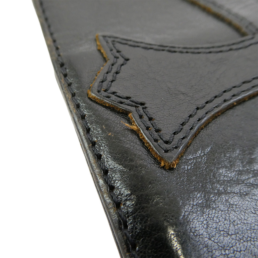 CHROME HEARTS クロムハーツ(原本無) PASSPORT CASE クロスパッチ レザー パスポートケース ブラック系【中古】
