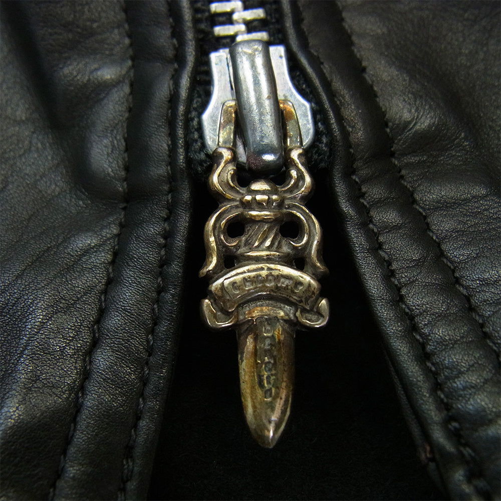 CHROME HEARTS クロムハーツ(原本無) EZ RIDER イージーライダー ダガージップ プルオーバー ライダースジャケット ブラック系 M【中古】