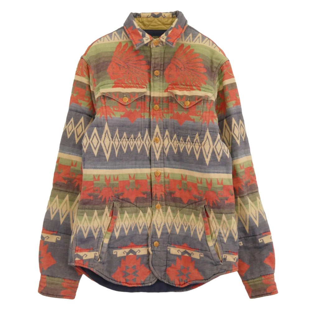POLO RALPH LAUREN ポロ・ラルフローレン ネイティブ柄 キルティング シャツ ジャケット マルチカラー系 S【中古】 POLO RALPH LAUREN ポロ・ラルフローレン ネイティブ柄 キルティング