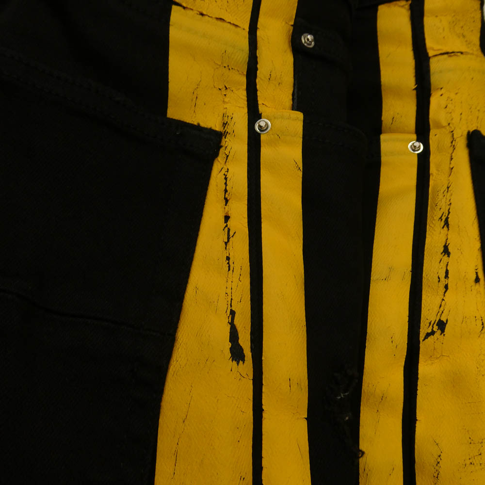 AMIRI アミリ 18SS MBTRJ-DES Track Jean ライン ペイント ストレット スキニー トラック ブラックデニム パンツ ブラック系 28【中古】