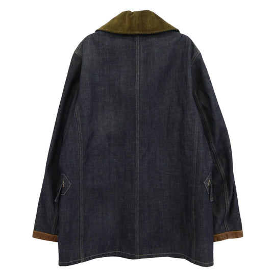 RRL ダブルアールエル 裏地オンブレチェック デニム ランチコート ネイビー系 L【中古】