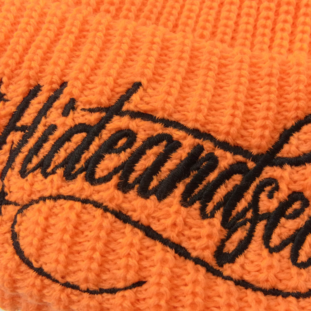 HideandSeek ハイドアンドシーク Cursive Logo Knit CAP ニット キャップ オレンジ系【美品】【中古】