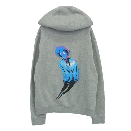 LOUIS VUITTON ルイ・ヴィトン 21AW RM212 UYR HLY68W NEON WORKING MAN HOODIE ネオン ワーキング マン フーディ ロゴ グラフィック プルオーバー パーカー グレー系 XL【中古】