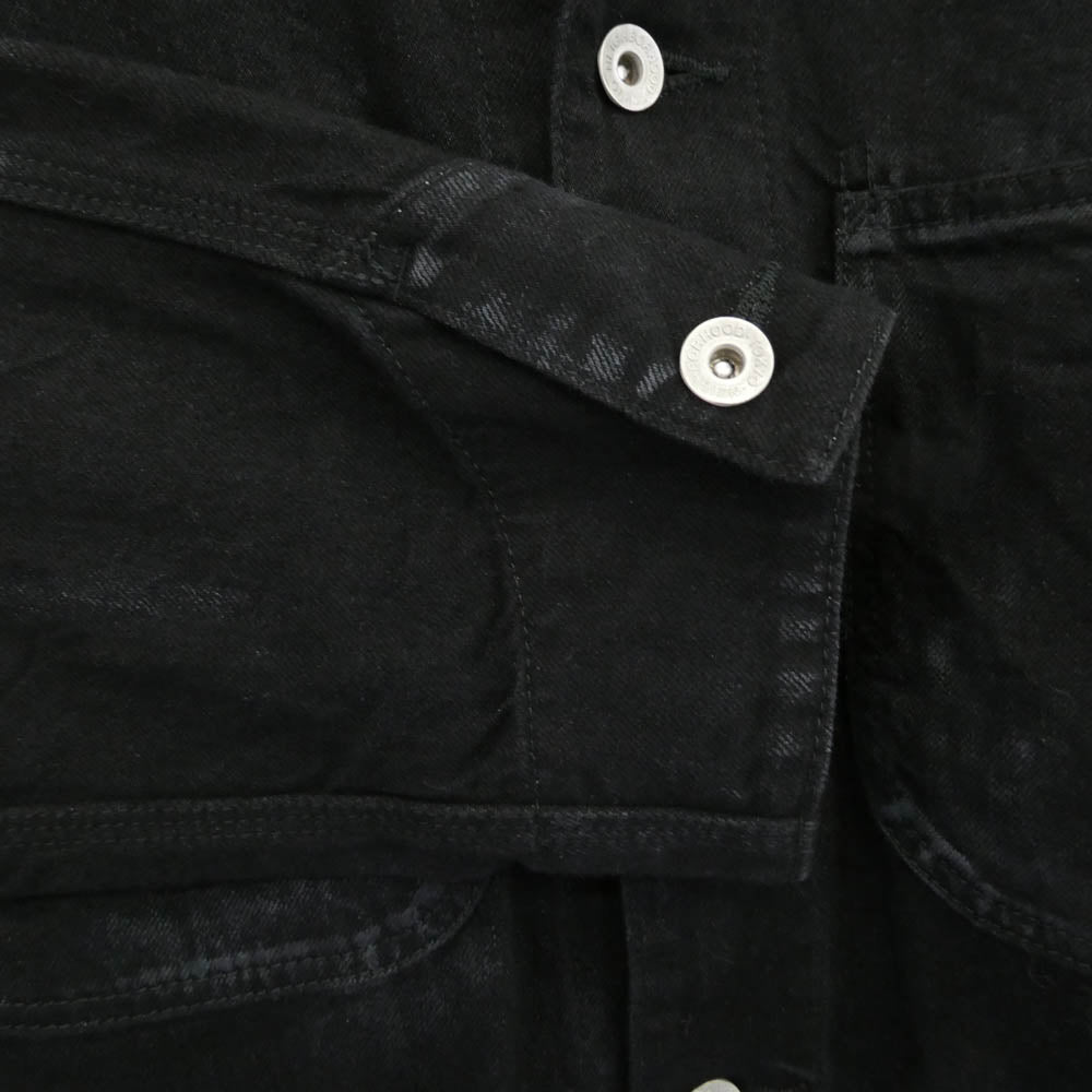 NEIGHBORHOOD ネイバーフッド 25SS 252AQNH-JKM05 BW . WASHED COVERALL JACKET 12oz ウオッシュド 襟コーデュロイ ペイント デニム カバー オールジャケット ブラック系 M【中古】
