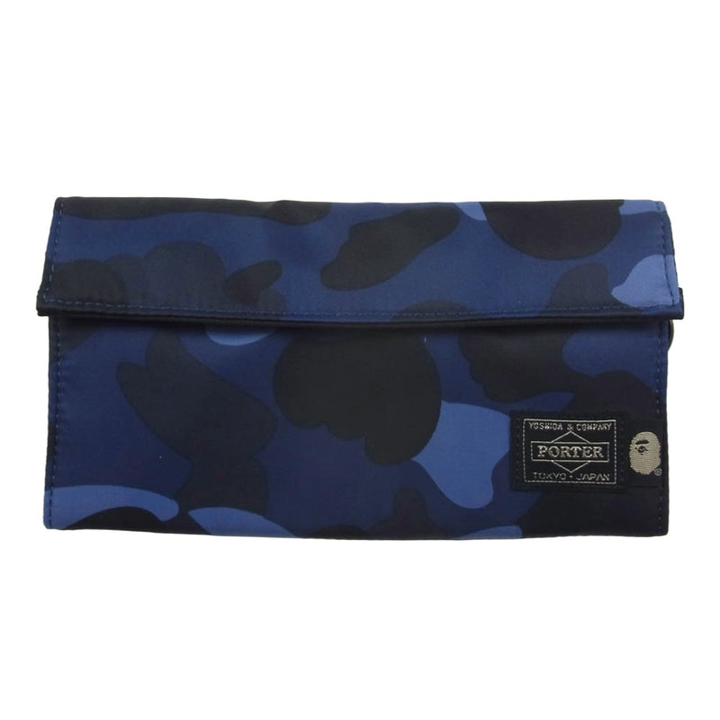 PORTER ポーター　迷彩柄 長財布 ネイビー PORTER ポーター カモフラ ロングウォレット 長財布 ネイビー系【美品