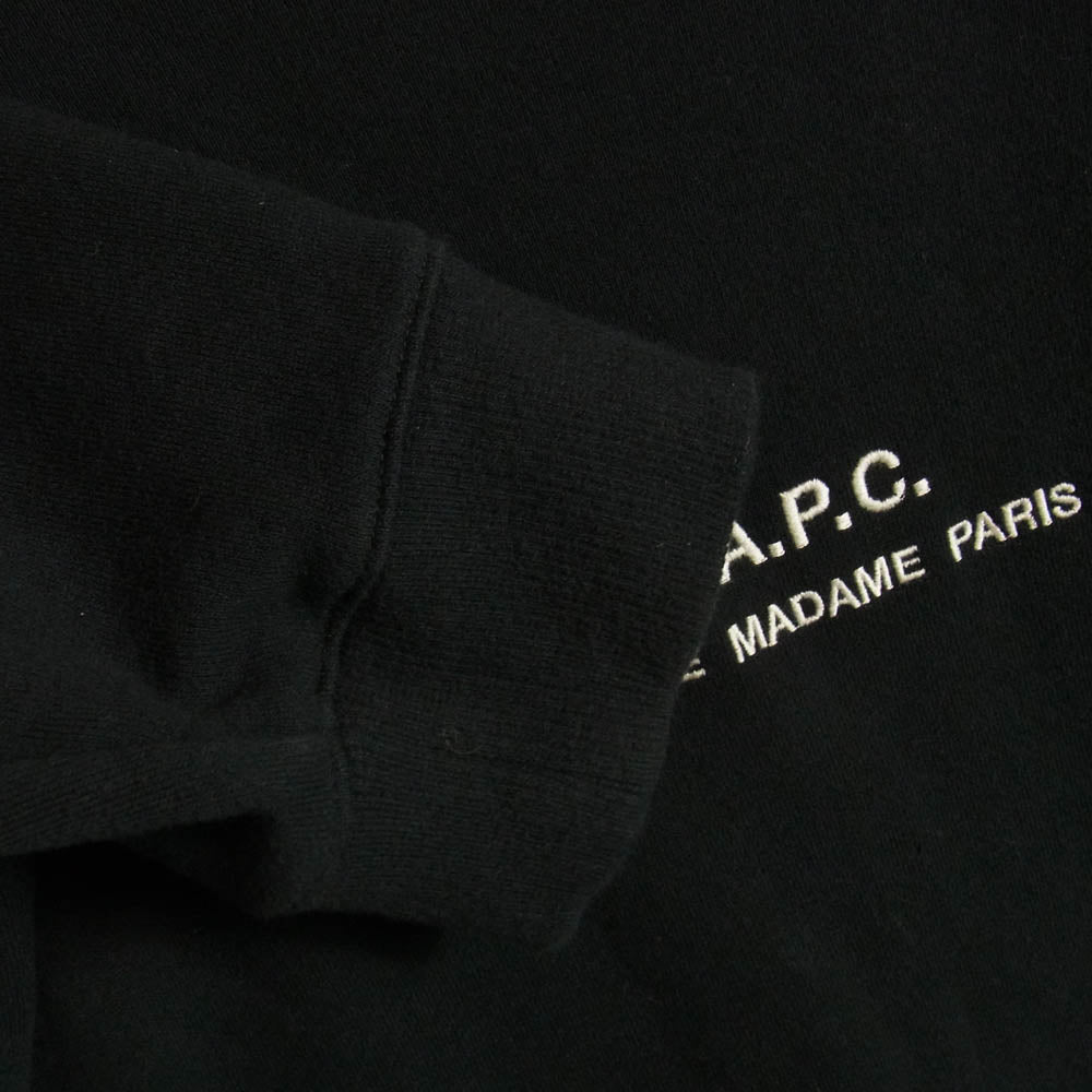 A.P.C. アーペーセー rue madame paris 刺繍 スウェット ブラック系 L【中古】