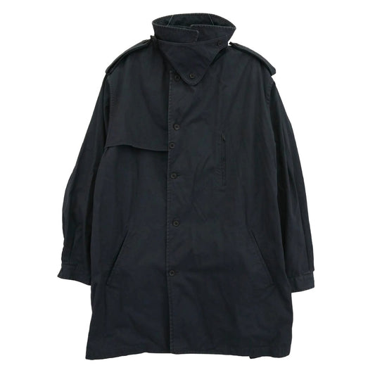 Yohji Yamamoto POUR HOMME ヨウジヤマモトプールオム 23AW HJ-Y05-509 NAVY YARN DYED GABARDINE TRENCH BLOUSON ネイビー ヤーン ダイド ギャバジン トレンチ ブルゾン コート ネイビー系 1【中古】
