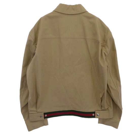 GUCCI グッチ 784180ZAQP32901 ウェブ ストライプ付き コットンツイル ジャケット ライトブラウン系 52【極上美品】【中古】