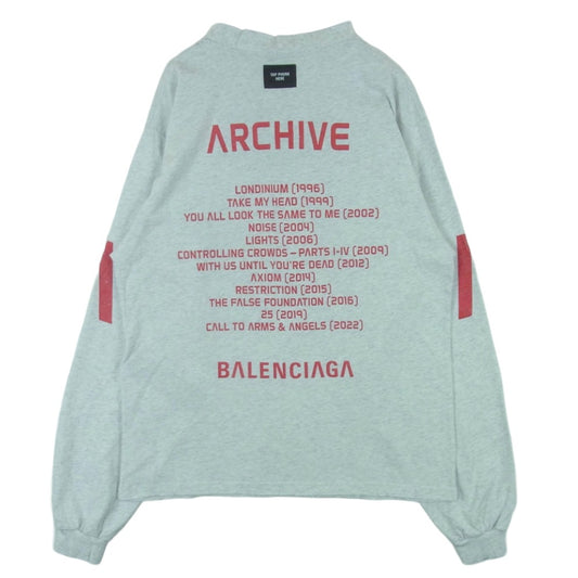 BALENCIAGA バレンシアガ 24SS 781245 TQVA1 LIMITED EDITION ARCHIVE SERIES CONNECTED リミテッドエディション アーカイブシリーズ コネクテッド プリント ダメージ加工 長袖 ロングスリーブ Tシャツ カットソー ライトグレー系 XS【極上美品】【中古】