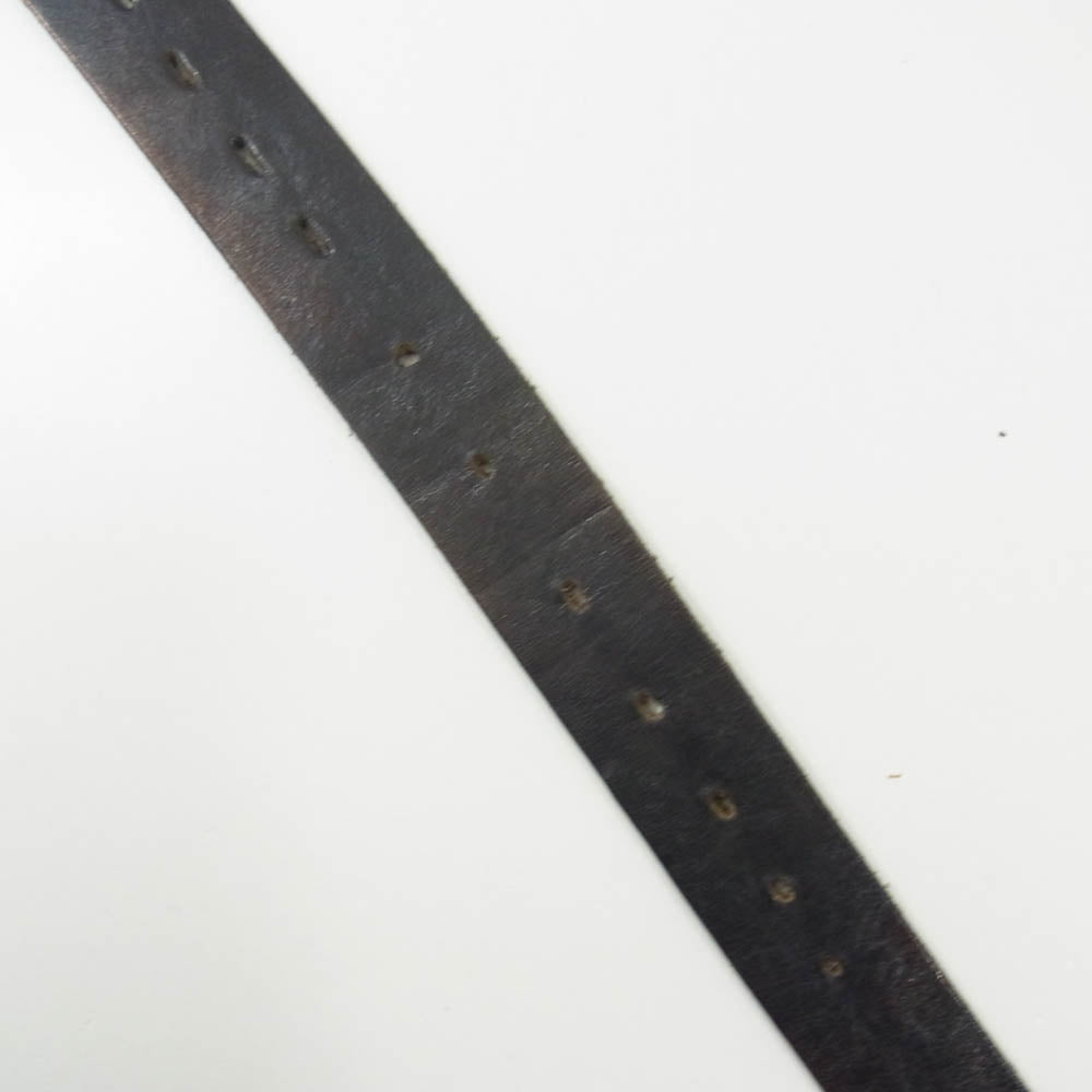 Lucien Pellat-Finet ルシアンペラフィネ イタリア製 ピースマークバックル ヘンプ レザー ベルト ブラック系 36【中古】
