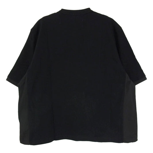 Sacai サカイ 23SS 23-03181M Cotton Jersey Nylon Docking T-Shirt コットンジャージー ドッキング クルーネック 半袖 Tシャツ ブラック系 001【極上美品】【中古】