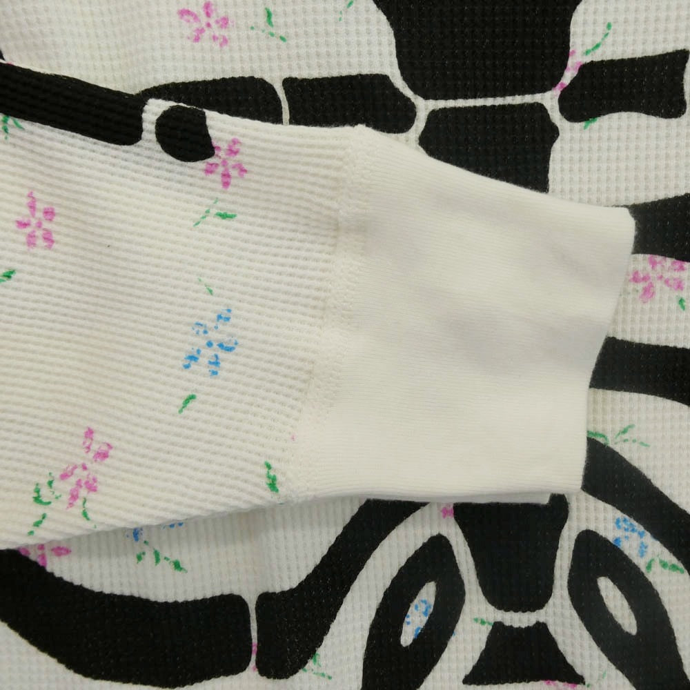 Supreme シュプリーム 25AW × Hanes ヘインズ Bones Thermal Crew Floral ボーンズ フローラル プリント クルーネック サーマル 長袖カットソー オフホワイト系 L【美品】【中古】