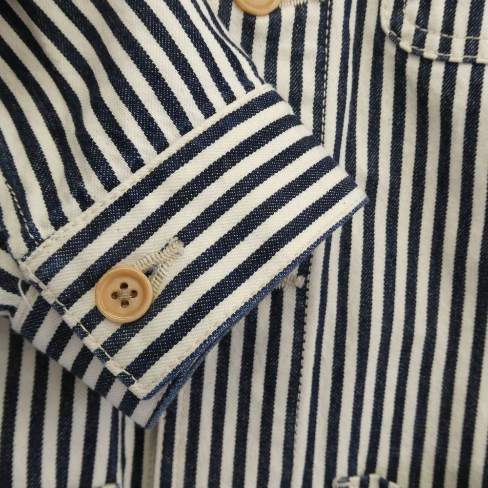 JAPAN BLUE JEANS ジャパンブルージーンズ COVERALL ノーカラー ストライプ ジャケット マルチカラー系 ネイビー系 M【中古】