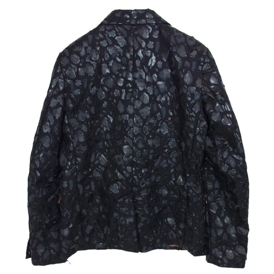 BLACK COMME des GARCONS ブラックコムデギャルソン AD2020 1G-J005 エステル 製品加工 レオパード プリント 皺加工 ジャケット ブラック系 S【中古】