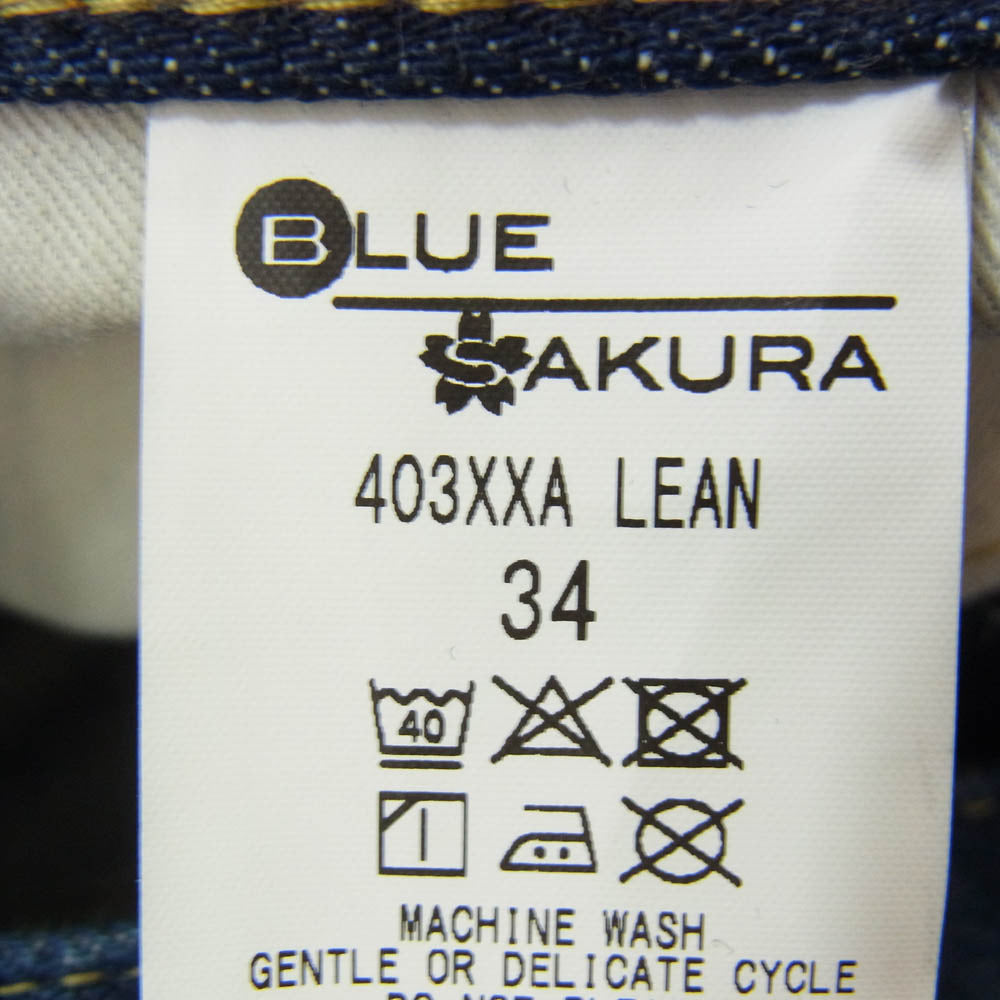 ブルーサクラ 403XXA LEAN セルヴィッチ ボタンフライ デニム パンツ インディゴブルー系 34【中古】