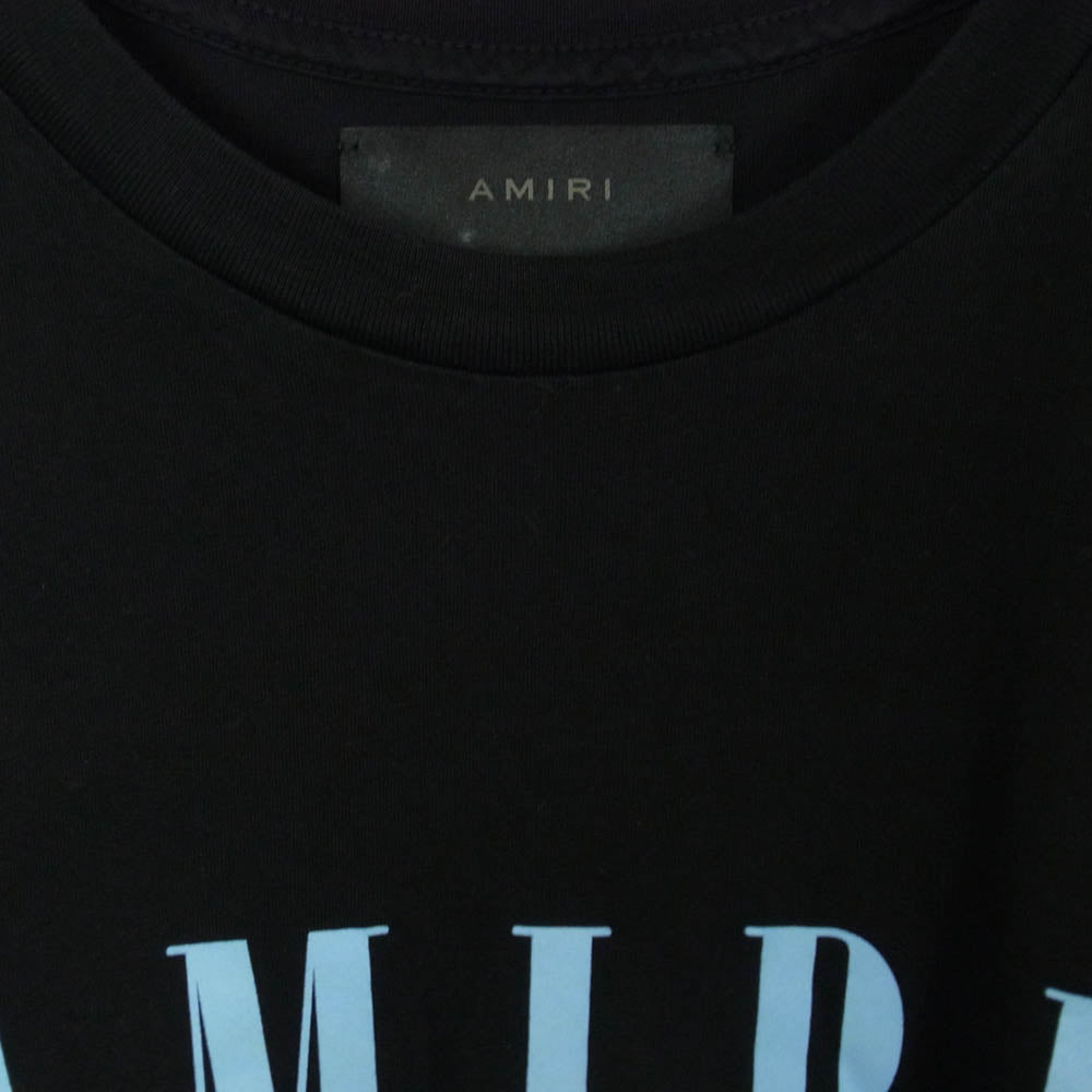 AMIRI アミリ ロゴプリント クルーネック 半袖 Tシャツ カットソー ブラック系 XS【中古】