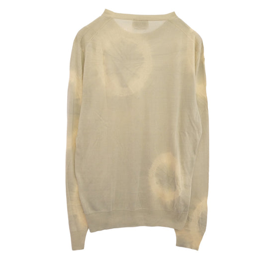 HERMES エルメス 国内正規品 シルク100% タイダイ クルーネック ハイゲージ ニット ライトグリーン系 L【中古】