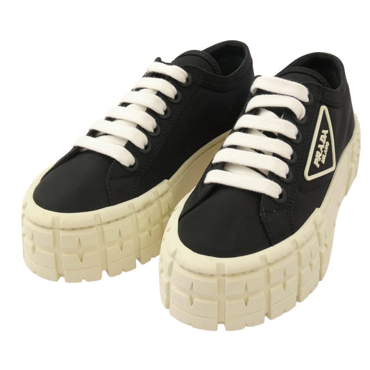 PRADA プラダ 260 Re-Nylon リナイロン ダブルホイール ナイロンギャバジン スニーカー ブラック系 ホワイト系 35.5【中古】
