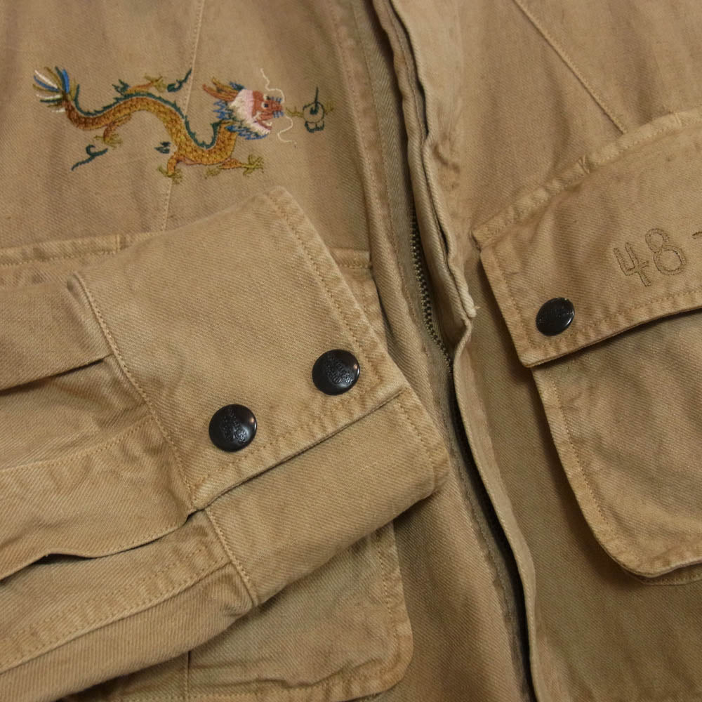 オールドジョー 12SS 刺繍 PARACHUTE JACKET パラシュート ミリタリー ジャケット ベージュ系 表記無し【中古】