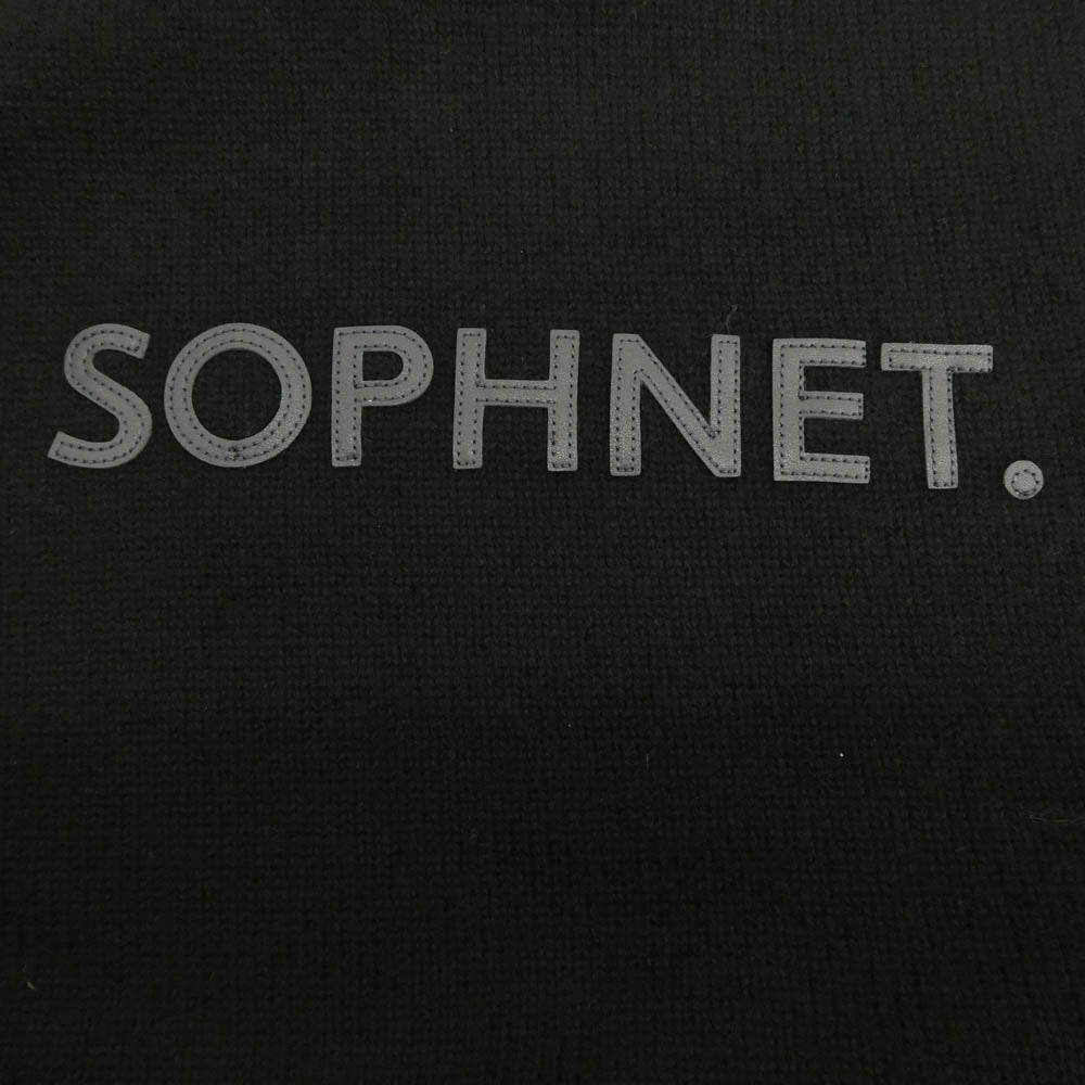 SOPHNET. ソフネット SPNT-252078 LOGO PATCH KNIT ロゴ パッチ クルーネック カシミア ニット ブラック系 4【新古品】【未使用】【中古】