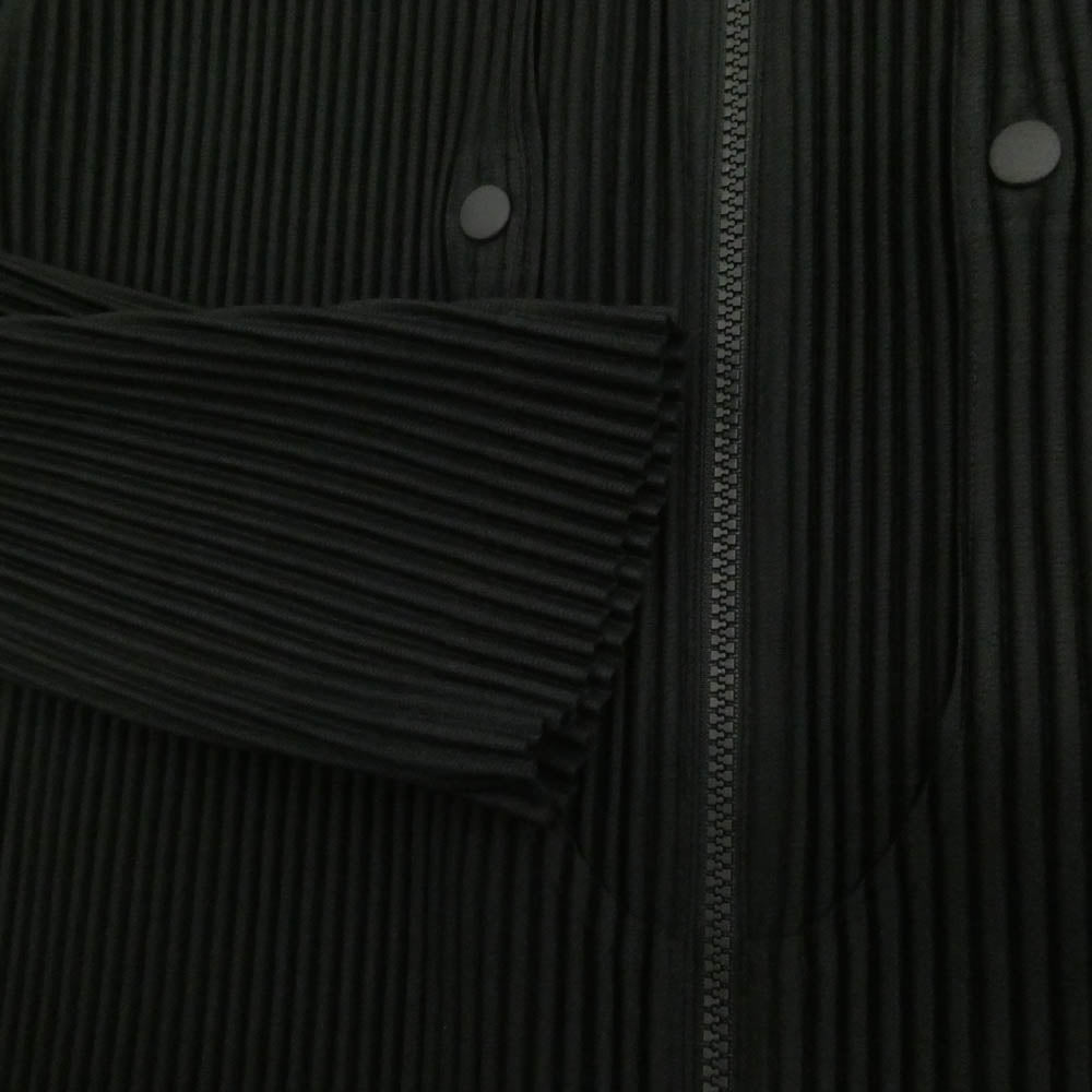 HOMME PLISSE ISSEY MIYAKE オム プリッセ イッセイミヤケ 25AW HP53-JC300 QUARRY プリーツ加工 ノーカラー ジップ カーディガン ブルゾン ブラック系【極上美品】【中古】