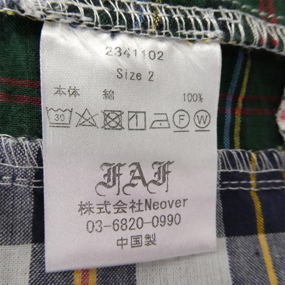 フェイクアスフラワーズ チェック柄 パッチワーク プルオーバー シャツ ジャケット マルチカラー系 2【中古】
