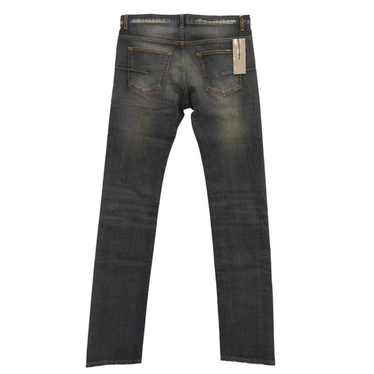 DIOR HOMME ディオールオム 133D016TX995 JAKE ジェイク ヴィンテージ加工 ボタンフライ ストレートスリム スキニー デニム パンツ インディゴブルー系 33【美品】【中古】