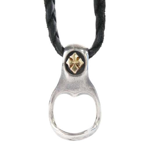 BILL WALL LEATHER ビルウォールレザー 18KスムースCクロス付き レザーブレード ミュージシャンズ ネックレス シルバー系 ブラック系【中古】