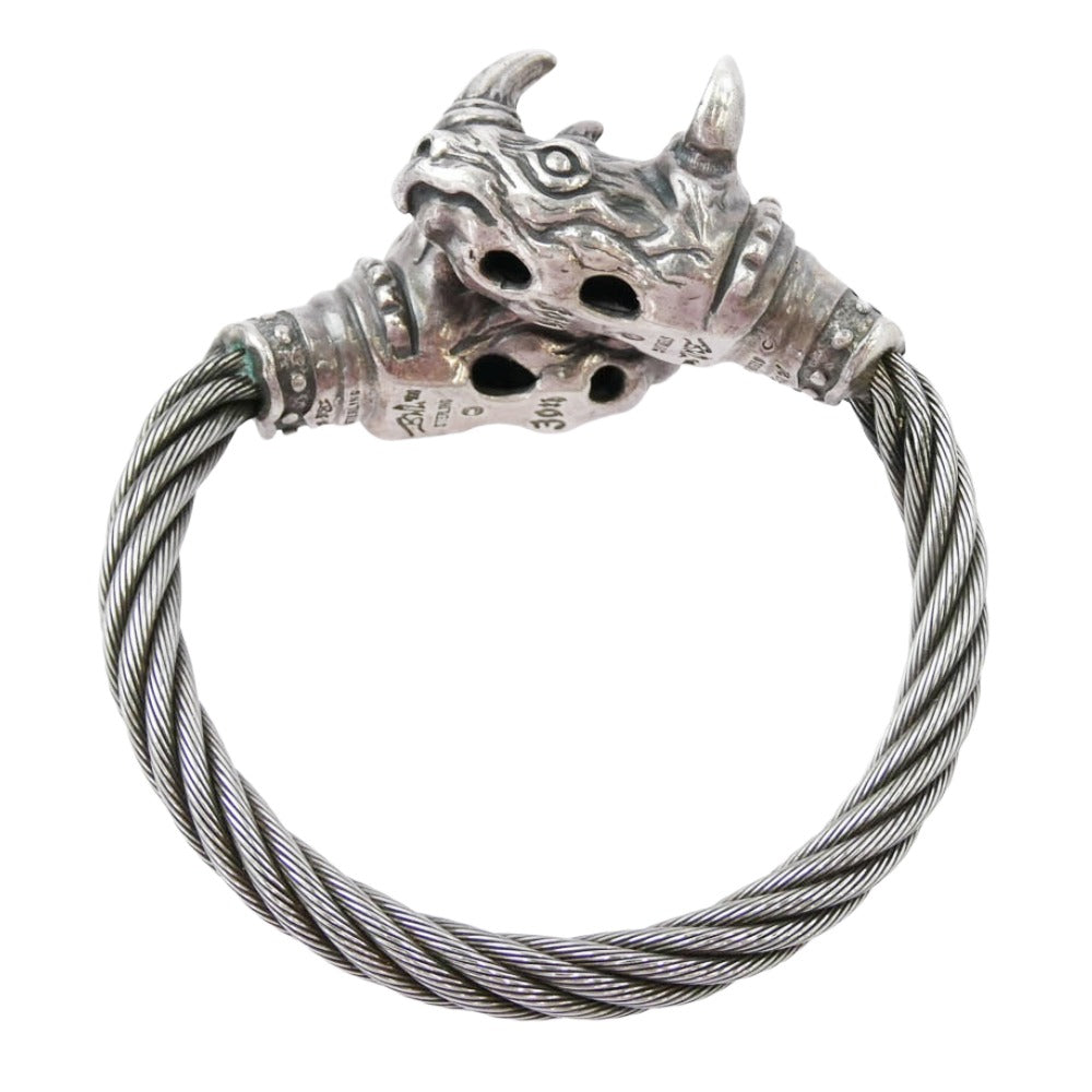 BILL WALL LEATHER ビルウォールレザー WIRE BANGLE w/RHINO 30周年記念 ライノ ケーブルワイヤー バングル シルバー系【中古】