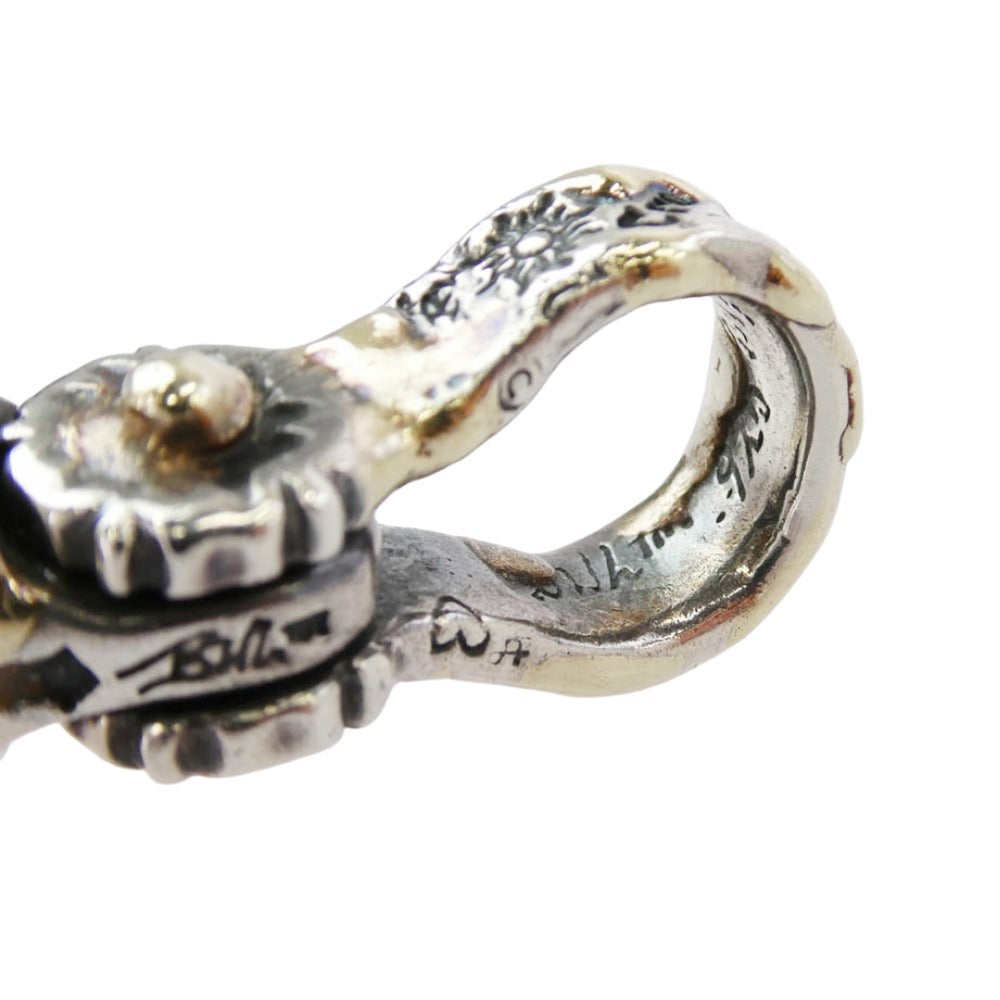 BILL WALL LEATHER ビルウォールレザー Rhino-Classic w/gold overlay ライノ クラシック 18Kピアス付き 18Kゴールドサダー カスタム ペンダント トップ シルバー系【中古】