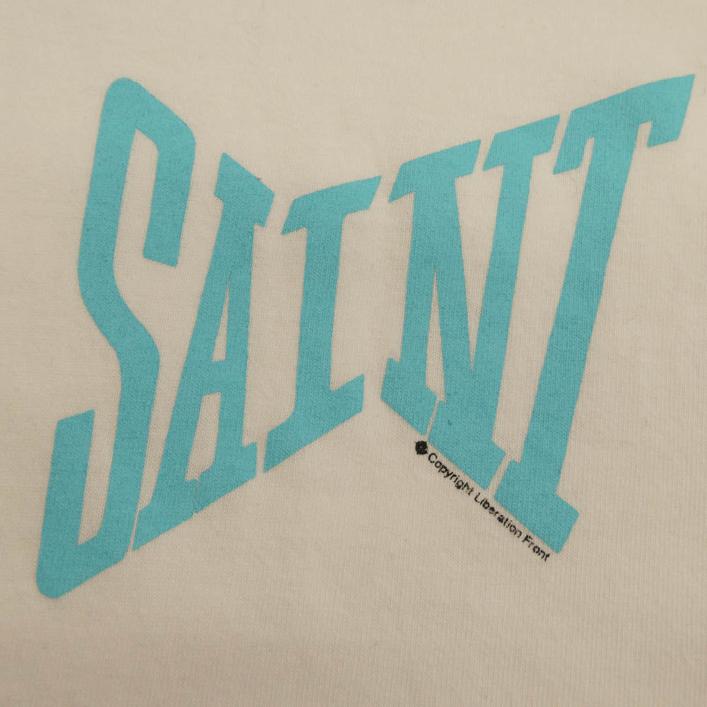 SAINT MICHAEL セントマイケル 24SS SM-YS8-0000-012 TEE RIBON SAINT リボンセント 半袖 ロゴ プリント Tシャツ ホワイト系 L【中古】