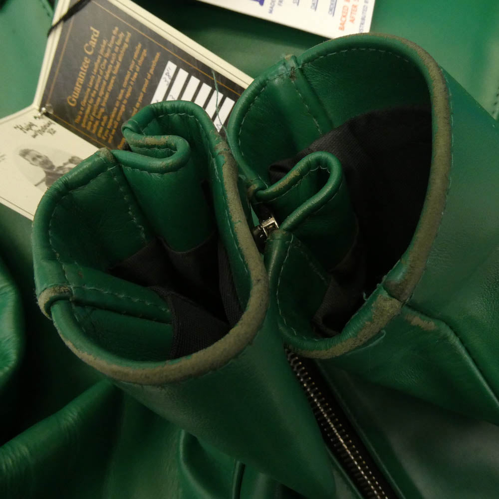 Lewis Leathers ルイスレザー 英国製 441T CYCLONE TIGHT FIT サイクロン ホースハイド ライダース ジャケット グリーン グリーン系 38【中古】