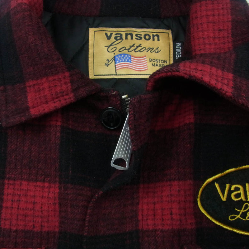 vanson バッファローチェック　赤黒チェック スカルジャケット XL VANSON バンソン バック スカル バッファロー チェック ジャケット