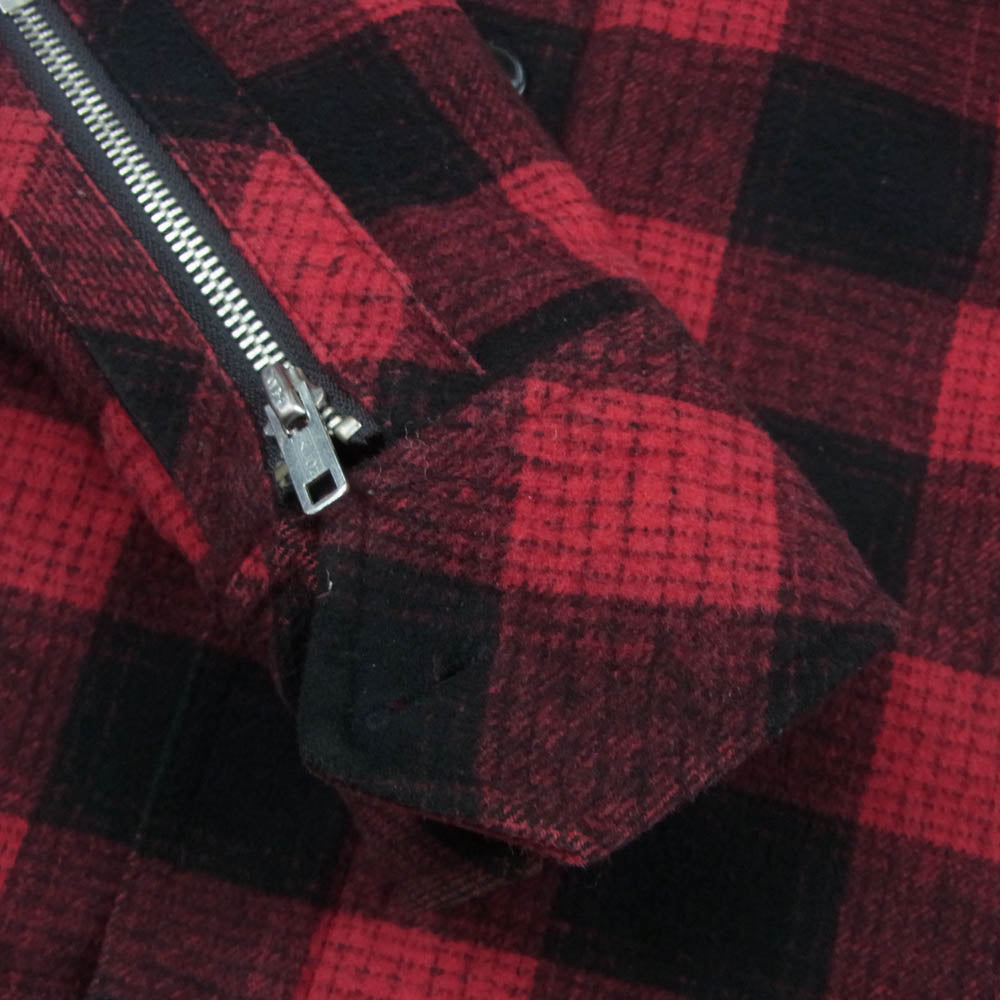 VANSON バンソン バック スカル バッファロー チェック ジャケット レッド系 M【中古】