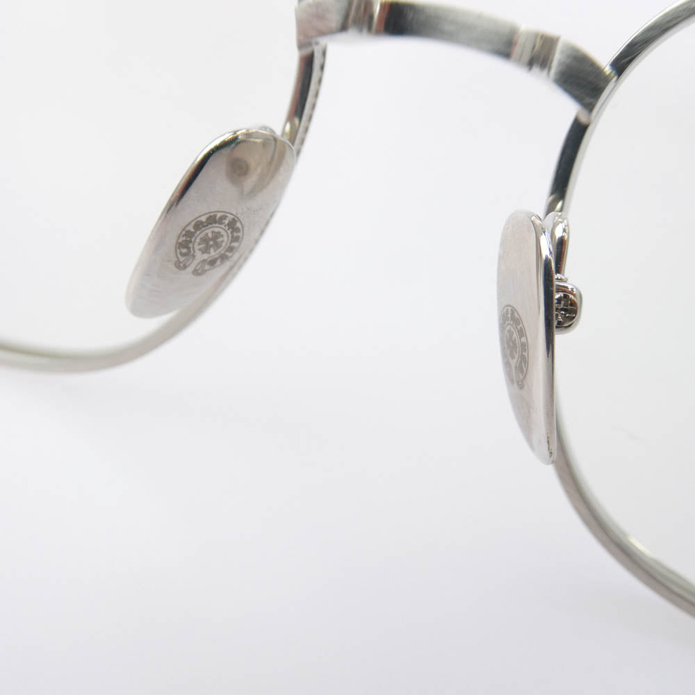 CHROME HEARTS クロムハーツ(原本無) ORALOVERHAUL オーラルオーバーハウル スクエアフレーム CHロゴプレートテンプル アイウェア 眼鏡 シルバー系 ブラック系 54□19-153【中古】