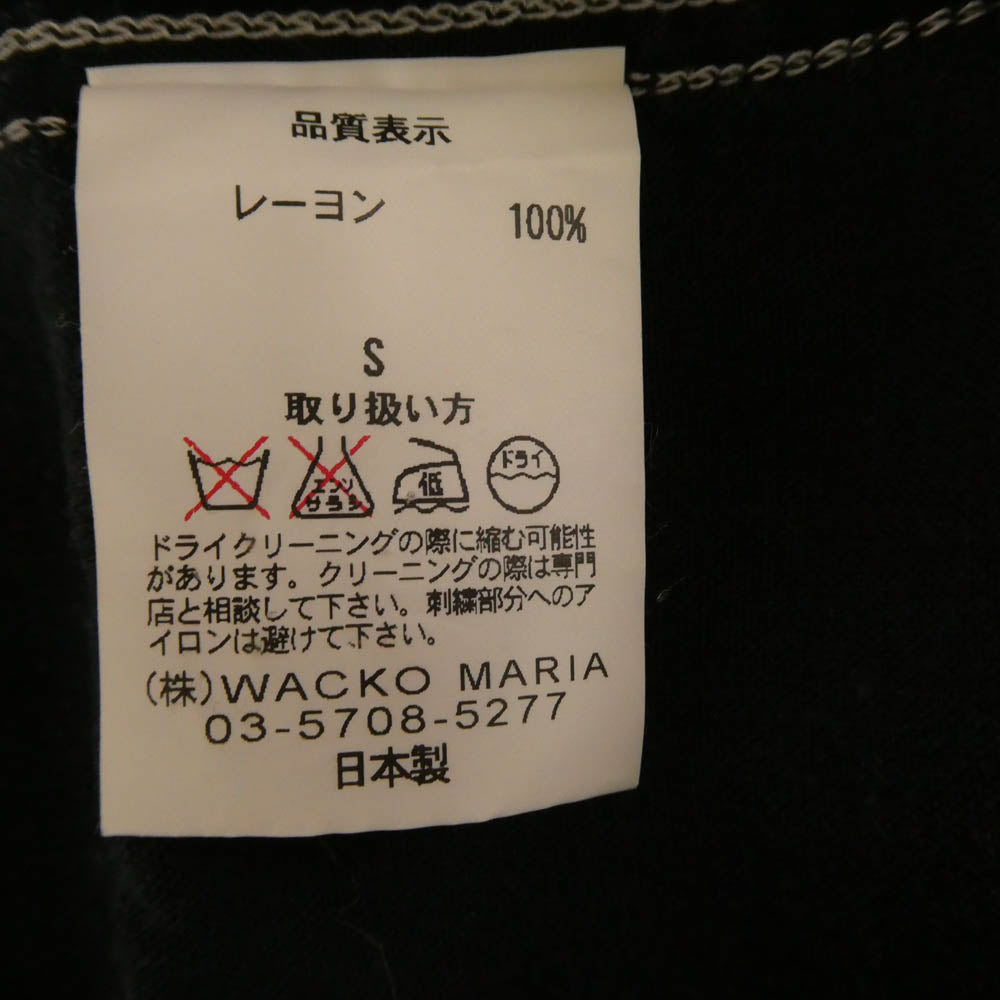 WACKO MARIA ワコマリア 刺繍 レーヨン オープンカラー 半袖シャツ ブラック系 S【中古】