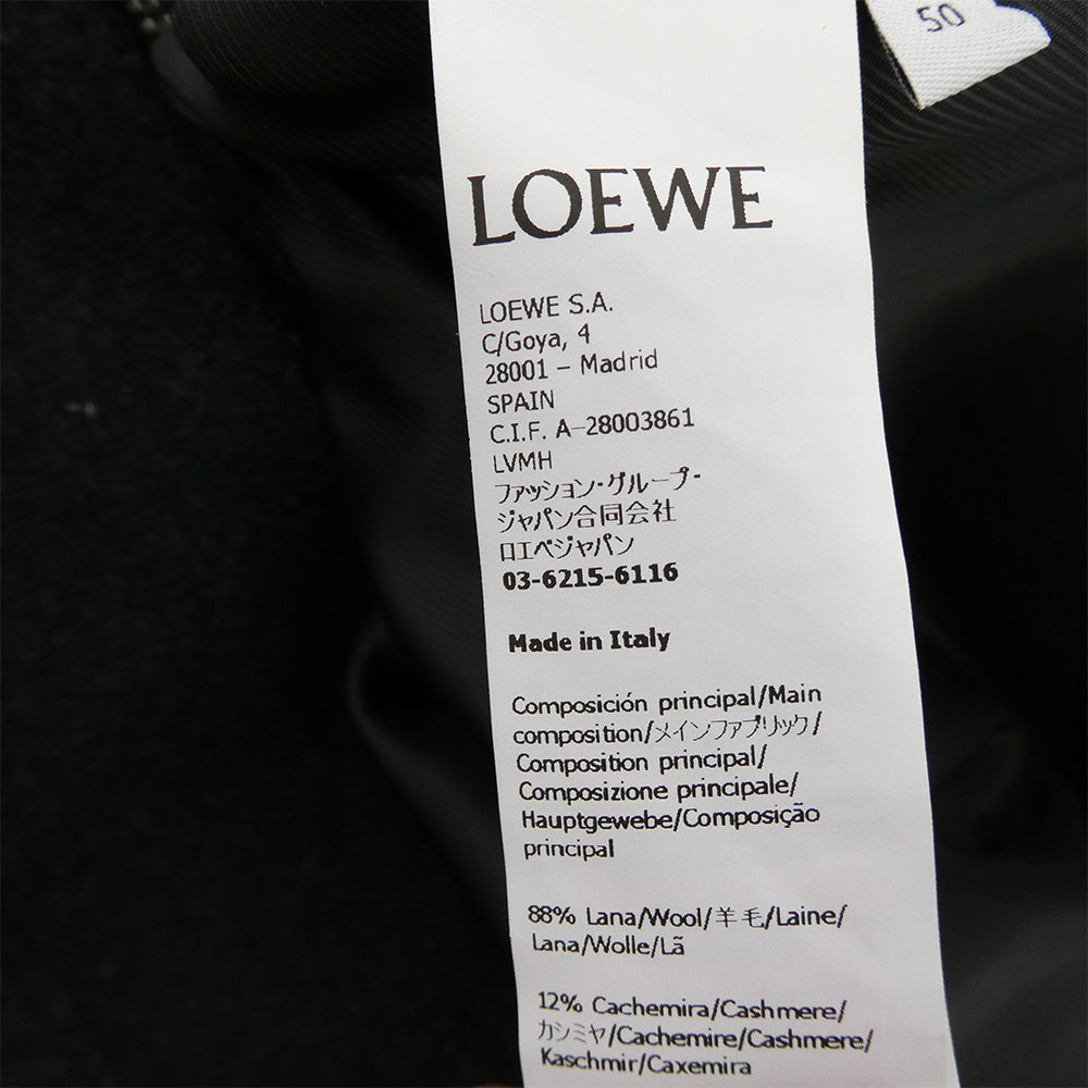 LOEWE ロエベ 25SS H526Y02WB1 TRACKSUIT JACKET ウール カシミヤ混 ラムレザーライン トラックスーツ ジャケット ブルゾン ダークグレー系 50【中古】