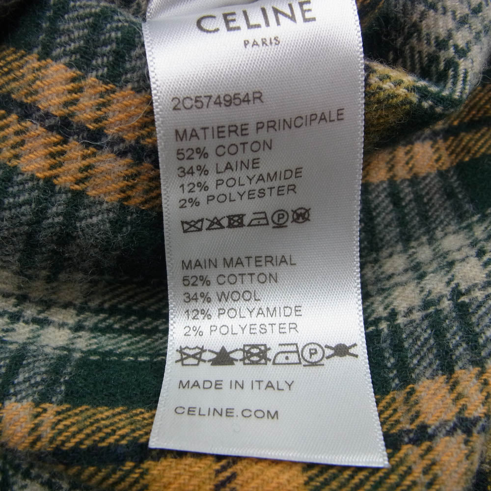 CELINE セリーヌ 22AW 2C574954R ルーズランバージャック チャック 長袖 シャツ グリーン系 37【中古】