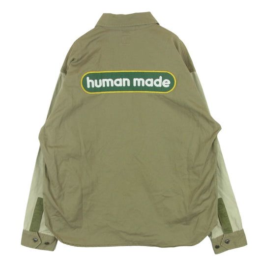 HUMAN MADE ヒューマンメイド クレイジーパターン 長袖 ワーク シャツ カーキ系 サンドカラー系 XL【中古】