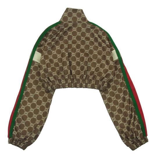 GUCCI グッチ 671495 XJD1G インターロッキングG シェリーライン サイドライン ショート丈 トラック ジャケット ジャージ ブラウン系 XXXS【極上美品】【中古】