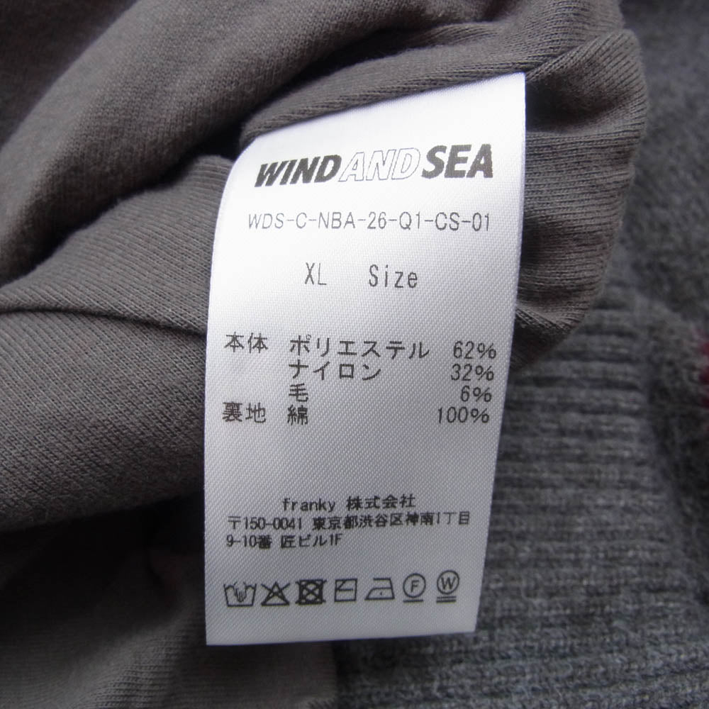 WIND AND SEA ウィンダンシー WDS-C-NBA-26-Q1-CS-01 NBA Jacquard Knit Hoodie ニット フーディー ジャケット ダークブラウン系 XL【極上美品】【中古】