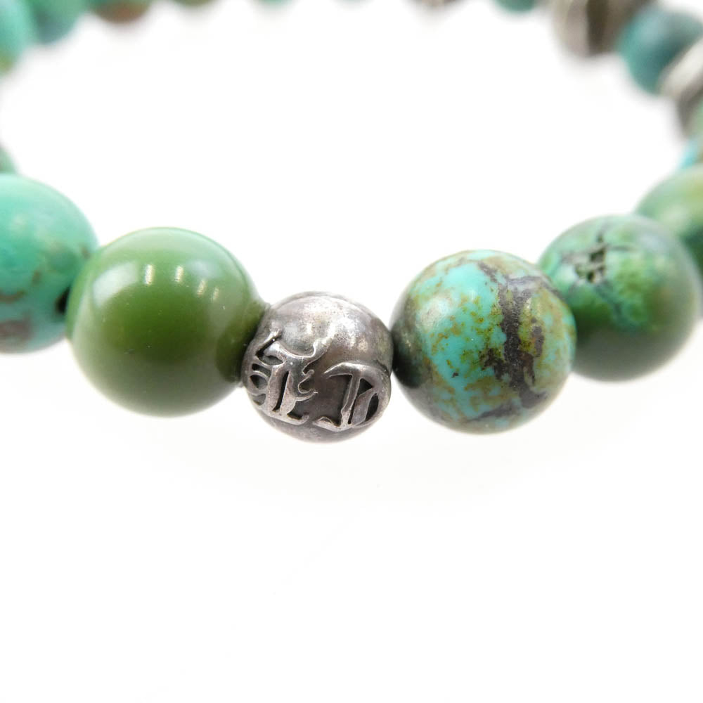 CHROME HEARTS クロムハーツ(原本無) 8mm BEAD ターコイズ ビーズ ブレスレット シルバー系 グリーン系【中古】