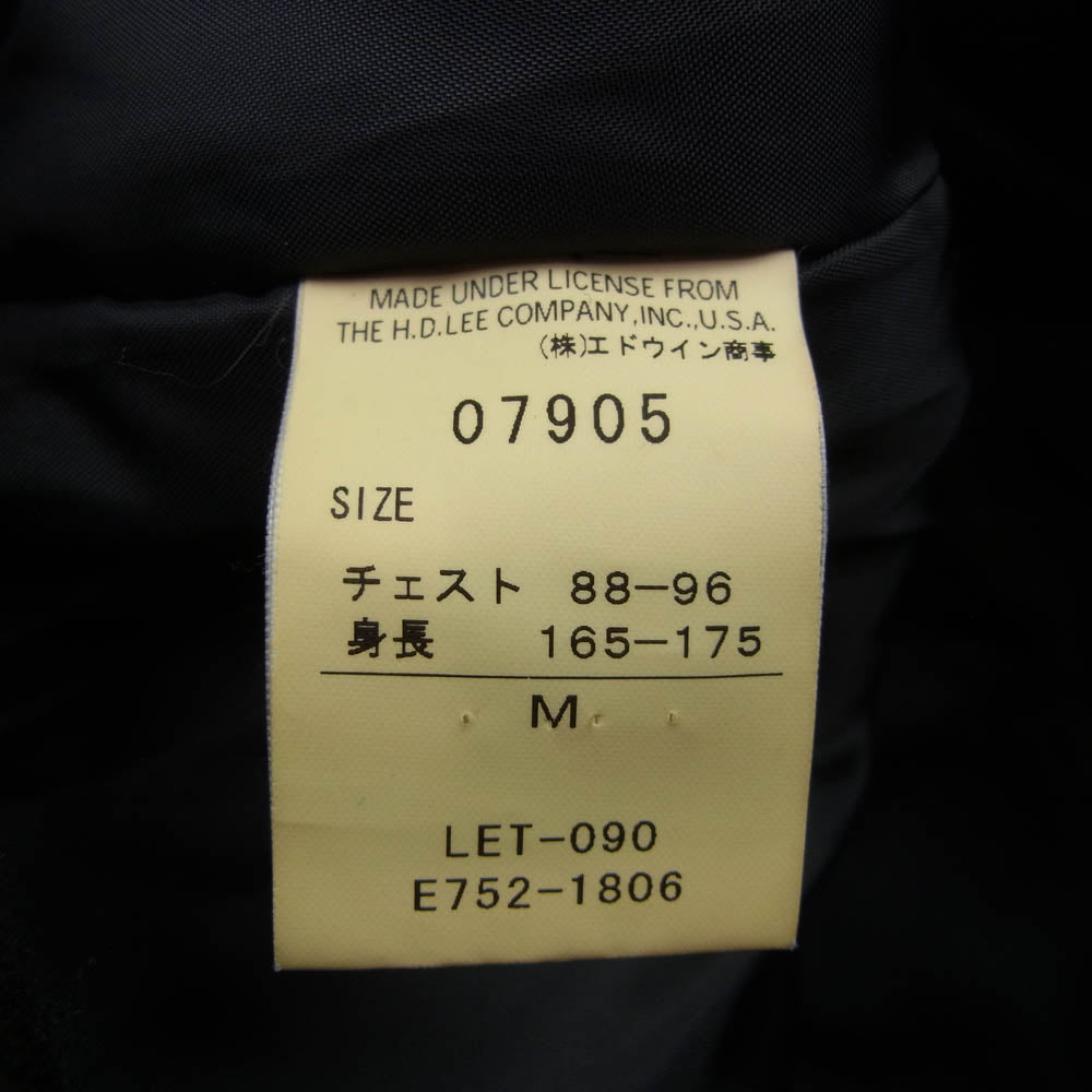 Lee リー 7905 CROSS RIVET 襟ボア 中綿 ミリタリー フライトジャケット ブラック系 M【中古】